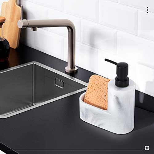 מתקן סבון נוזלי של MOKO עם מחזיק ספוג, בקבוק משאבה של מתקן סבון עם מחזיק מברשת למטבח לחדר אמבטיה מטבח בכיור בכיור