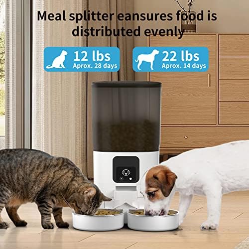 מתקני האכלה אוטומטיים לחתולים עם מצלמת 1080 פד ל -2 חתולים / כלבים / בעלי חיים קטנים מתקן מזון, 5 ג 'יגה הרץ
