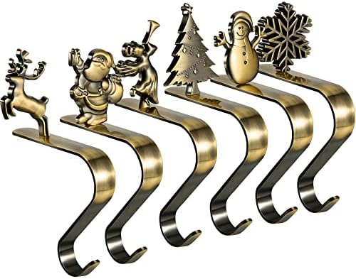 6 יח 'מחזיק גרב לחג המולד קולבי גרב לחג המולד למנטל 6 סגנונות מחזיקי חג המולד עבור מד מדף אח מתכת וומד לגרביים