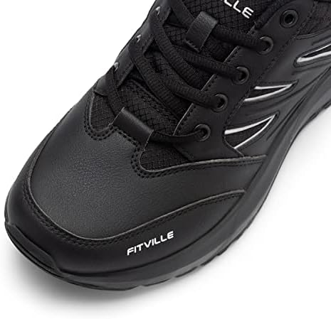 נעלי טיול רחבות של Fitville Mens נעלי עבודה עמיד למים נעלי עבודה חיצוניות מסלולי סניקרס עם תמיכה בקשת להקלה