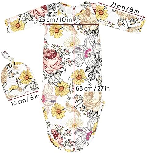 פרח תינוק מסוקס שמלת 0-6 חודשים עבור בנות,סופר רך שרוול רדום מגיע בית תלבושת כתונת לילה פיג ' מה כובע סט