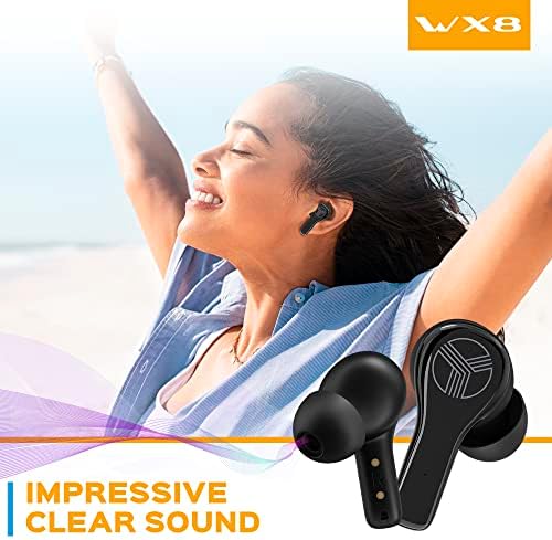 TREBLAB WX8 - אוזניות אלחוטיות אמיתיות, אוזניות אטומות למים IPX8 עם זמן משחק של 28 שעות, אוזניות Bluetooth עם בקרת