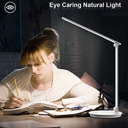 מנורת שולחן LED אורליאן, מנורת שולחן עם בקרת מגע טעינה USB, מנורת שולחן עין אלומיניום התאמות זווית מרובה אור
