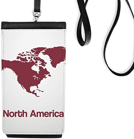 צפון אמריקה מתאר מתאר מפת טלפון ארנק ארנק תליה כיס נייד כיס שחור