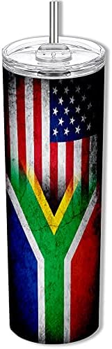 ExpressItbest 20oz סקיני כוס עם דגל דרום אפריקה - כפרי וארהב