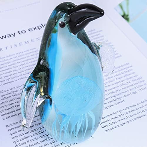 פינגווין פינגווין פינגווין בעבודת יד של QF עם גביש עם משקל נייר בעבודת יד משקל נייר, אמנות בסגנון מוראנו, קישוט,