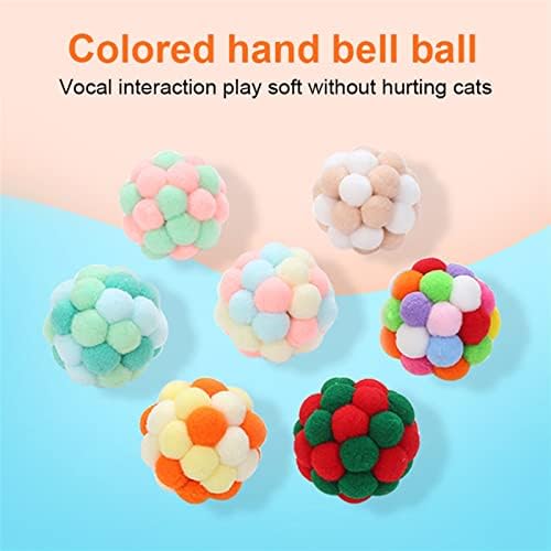 צעצועים לחתולים דיג'יאקסית 1 pc צבעוני בעבודת יד כדור קופצני כדור חתול חיית מחמד צעצוע עמיד מספר פעמוני קטיפה בצבע כדור