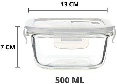מיכלי אחסון מזון מזכוכית מרובעת בורוסיליקט עם מכסה פתח אוורור-סט של 4-