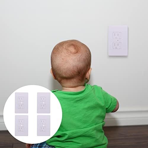 אוגני 4 יחידות צלחת מכסה שקע למגן לבן חשמלי ילד ילד חשמל עצמי תקע ילד חשמלי.