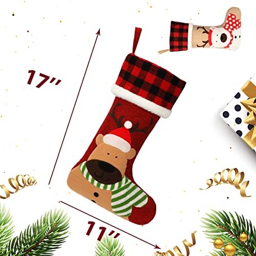 גרב חג המולד של חמוד תלת מימד 4 חבילות חמוד סנטה שלג אייל אייל קוטב דוב קטיפה רכה גרבי חג המולד גרביים שקיות מתנה לעונת החג
