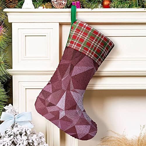 דפוס אדום מצולע נצנץ לחג חג המולד גרביים של צבע הפיך משתנה מלאי קסום לחג המולד עץ אח תלייה גרביים