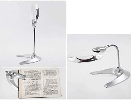 זכוכית מגדלת לד מנורת שולחן עם כבלים, זכוכית מגדלת עוצמתית 3 על 5 על 8 על 10, מתכווננת בצורה חלקה ונורות לד בהירות במיוחד