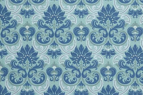 מגבת מחצלת יוגה של אמבסון דמשון, דפוס צבעוני כחול עם תחיית אריחים בסגנון מערבי פרחים השפעות בארוק, כיסוי כרית אימון פילאטיס
