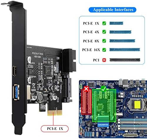 BEYIMEI PCI-E 1X ל- USB 3.2 כרטיס הרחבה של GEN1 5GBPS 2 יציאות, עם ממשק USB 3.0 של 19PIN, מחבר חשמל SATA 15 סינט, PCIE לכרטיס