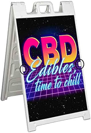 CBD Edibles Time to Chill Deluxe A-Frame Signicade, כולל 2 לוחות נשלפים