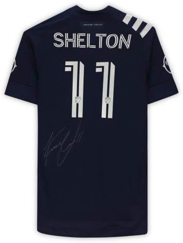 Khiry Shelton Sporting קנזס סיטי חתימה על חתימה משומשת 11 גופיית חיל הים מעונת MLS 2020 - גופיות כדורגל עם חתימה