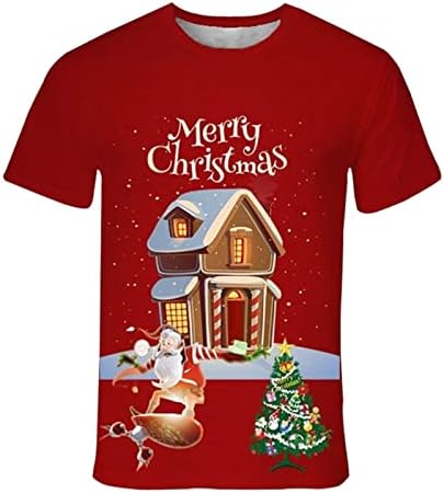 חולצות טריקו של שרוול קצר של XXBR לחג המולד לגברים, חג המולד סנטה קלאוס הדפס צמרת צמרת טי טיי מסיבה ביתית טשטשת מזדמנת