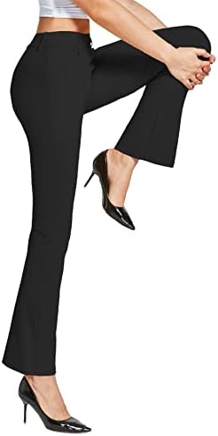 מכנסי שמלת יוגה לנשים Chinfun מכנסיים ישר רגל/מגף עבודות מתיחה משרד עסקים מכנסי גולף מזדמנים 4 כיסים