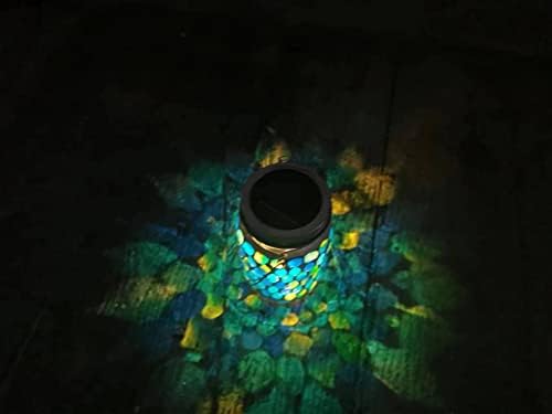 פסיפס פנס סולארי אורות תלויים חיצוניים צנצנת שולחן סולארי מנורה אטומה למים לחצר גינה קישוט בית חווה פטיו,