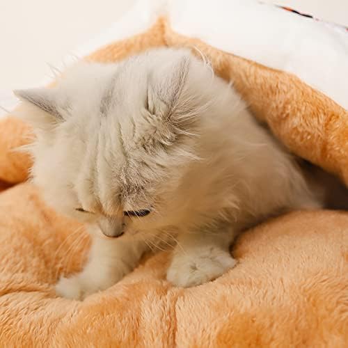 חתול שק שינה,פרימיום מלבב מערת מיטת בית, עצמי חם קיטי שק מפנק חיבוק כרית קן חורף לחיות מחמד חתלתול גור ספה כל עונות
