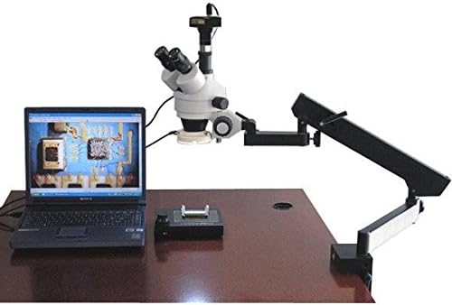 מיקרוסקופ זום סטריאו טרינוקולרי מקצועי דיגיטלי של אמסקופ-6 הרץ-80-5 מ', עיניות פי 10, הגדלה פי 3.5-90, 0.7-4.5 מטרת זום,