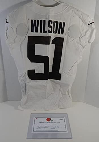 2020 קליבלנד בראונס מאק ווילסון 51 משחק השתמש בתרגול לבן ג'רזי 42 4 - משחק NFL לא חתום משומש גופיות