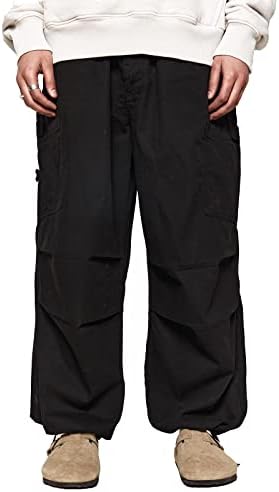 מכנסי מטען רופפים רחבים לגברים בגדי רחוב היפ הופ כיסי שרוך מכנסי מטען רצים רחבים לגברים