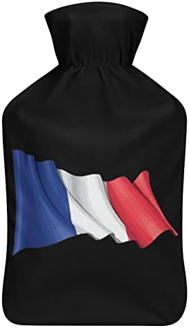 דגל צרפת גומי בקבוק מים חמים עם כיסוי פליס כפות ידיים שקית מים חמים יותר