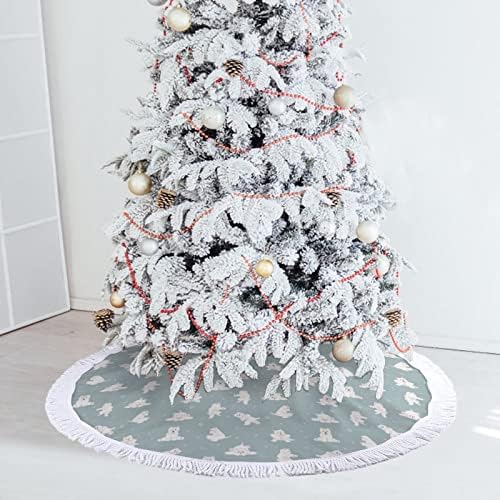 עץ חג המולד של Westie Dog מחצלת עץ עץ עץ עץ עץ עם גדילים לקישוט חג המולד של מסיבת חג 48 x48