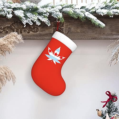 דגל עשב שוטים של Cutedwarf דגל שיקגו גרבי כריסטמה קישוטי עץ חג המולד גרבי חג המולד למסיבות חג חג המולד מתנות 18 אינץ