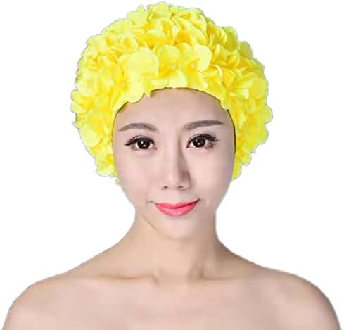 נשים שחות כובע שחייה כובע שחייה כובע שחייה פרחוני נושם כובע שחייה אופנתי לנשים כובע שחייה פרח צהוב