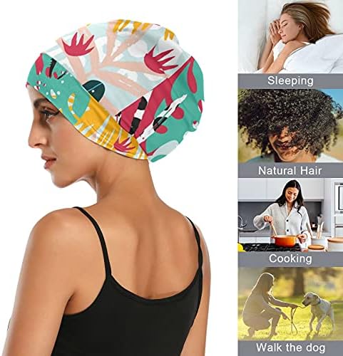 כובע עבודה של כובע שינה כובע כפיות מצנפת עלים דקל צמחים טרופיים לנשים לניחת לילה של הלבשת שיער