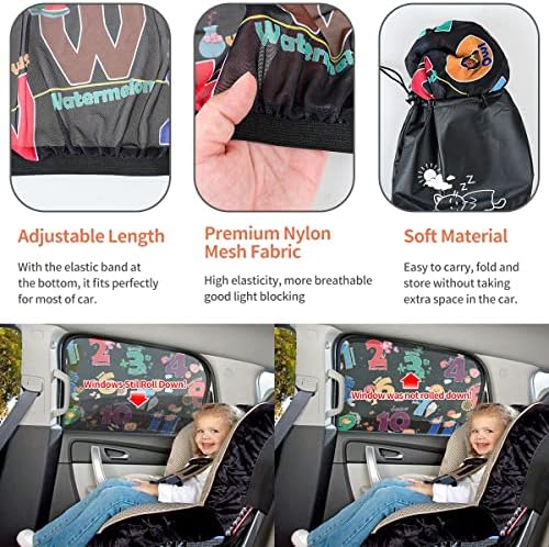 גוון חלון מכונית Movinpe לתינוק, מסכי חלון אחוריים ברשת עם שני חבילות, גווני שמש נמתחים אוניברסליים, חום וחסימת UV, מגן פרטיות