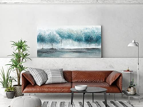 צ'נבלה - יער צבעוני מצויר ביד קיר אמנות צמח כחול מודרני מופשט תלת מימד תלת מימד ביד צבועת קיר קיר קיר ציורי קיר ללא