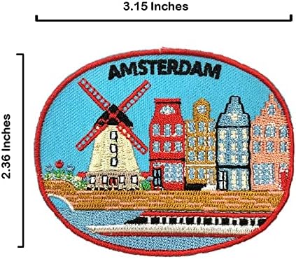 טחנת יישום טחנת רוח אמסטרדם א-אחד טחנת אפליקציה + סמל דקורטיבי של נדרלנד, סמל דפוס ציון דרך מפורסם ברחבי העולם,