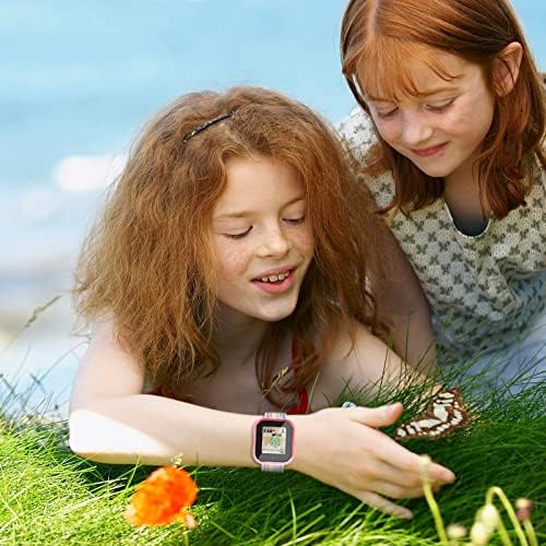 מגן מסך שעון לילדים סינקופ, מחשב קשיח משודרג 2 חבילות וזכוכית מחוסמת-סנכרון נייד לילדים שעונים כיסוי מגן