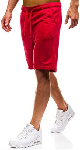 גברים של מוצק צבע נוחות אימון מכנסיים קצרים עם כיסים פיתוח גוף כותנה קצר מכנסיים