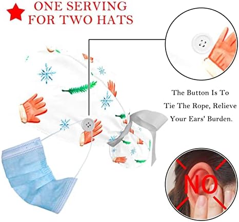 ניאוקפווי נייר חתוך בסגנון אפור חג המולד ולבן כובע עבודה עם כפתורים שיער ארוך כובע אחורי סרט אלסטי לנשים
