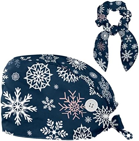 פתית שלג חורף כובע עבודה כחול עם כפתורים כובע בופנט מתכוונן כובע קרצוף יוניסקס עם שיער קשת