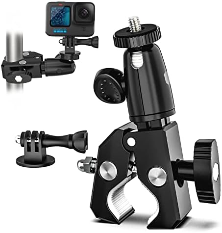 מצלמת מהדק סופר של Aozcu עם חוט 1/4 אינץ ', מחזיק גופרו של אופנוע אופניים, מתכת עמידה 360 מעלות מעמד מצלמת מצלמה עבור