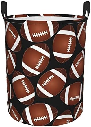 אמריקאי כדורגל סל כביסה מתקפל סלי כביסה עם ידיות מלוכלך מתקפל בגדי סל קל לשאת שק כביסה עגול אחסון סל עבור שינה צעצוע שחור