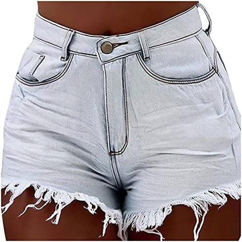 HDZWW ג'ינס רגיל בכושר רגיל מכנסיים קצרים נשות קיץ מוצק מכנסיים קצרים