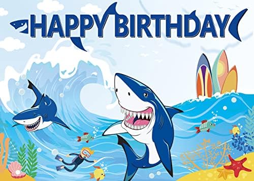 כריש יום הולדת רקע מתחת לים כריש אזור צילום רקע לילד ילדים קיץ כחול אוקיינוס כריש נושא מסיבת יום הולדת תינוק מקלחת