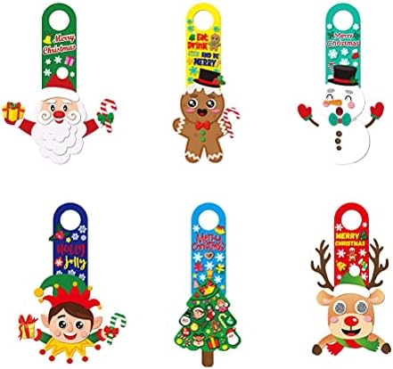 קישוטים לחג המולד של גלפאדה 6 סטים דלת חג המולד מדבקות תלויות מדבקות מצוירות מדבקות דקורטיביות DIY לילדים