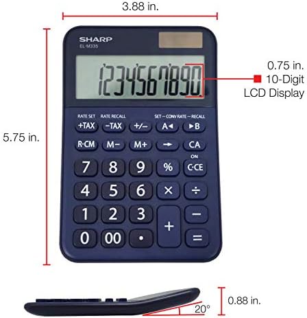 Sharp EL-M335 10 ספרות מחשבון שולחן עבודה גדול במיוחד עם פונקציות המרת מטבע, מס, אחוזים ומפתחות מרחב אחורי, ותצוגת LCD