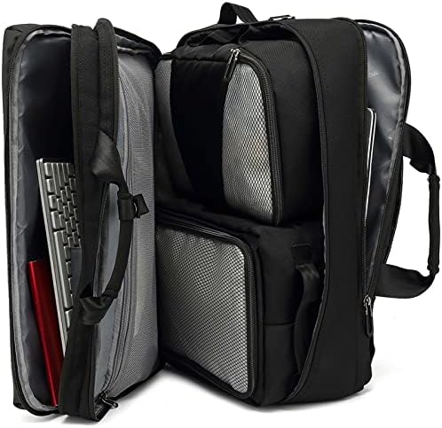 תרמיל מחשב נייד DWQOO לטיולים לגברים, המזוודות המשיכו תרמיל עמיד במים למטוס עם שקיות אחסון, שקית מחשב בגודל 17 אינץ '
