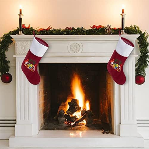 סמל לאומי של מאוריציוס גרב חג המולד קלאסי קישוטי תלייה שקית ממתקים של שרוול לבן לקישוטים למסיבות חג משפחתיות