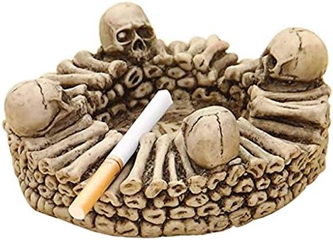 WSSBK מאפרות דקורטיביות ， סיגריות עגולות מגש אפר לשימוש מקורה או חיצוני ， מגש אפר מעשן גולגולת גולגולת לקישוט בר ביתי