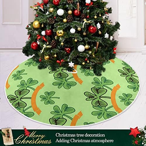 חצאית עץ חג המולד של שיגואה סנט פטריק 36 , תלתן שמרוק חמוד משאיר עץ עץ עץ עץ זמש ירוק מתאים למסיבות חיצוניות מקורה