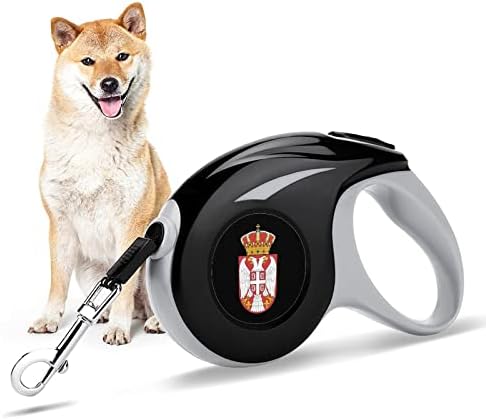 דגל של סרביה רצועת רצועה כלב נשלף ללא סבך רצועת הליכה ברצועת חיית מחמד ביד אחת